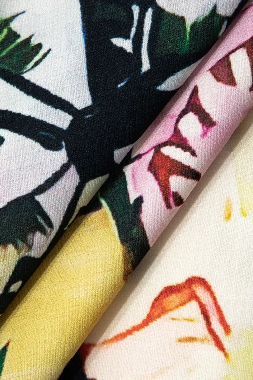 MICAS Blouses & Shirts-Tropical Print Tie Front Crop Shirt MULTICOLOR
