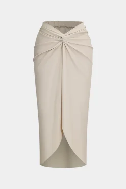 MICAS Swimwear-Tummy Control Contrast Halter Cut Out Swimwear And Twist Cover Up Set IVORY