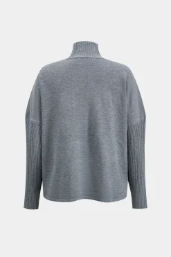 MICAS Skirt Sets-Turtleneck Long Sleeve Top And Skirt Set GRAY