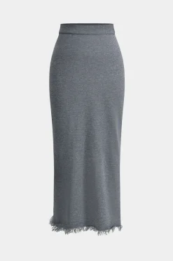 MICAS Skirt Sets-Turtleneck Long Sleeve Top And Skirt Set GRAY