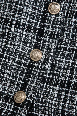 MICAS Skirts-Tweed Button Mini Skirt BLACK