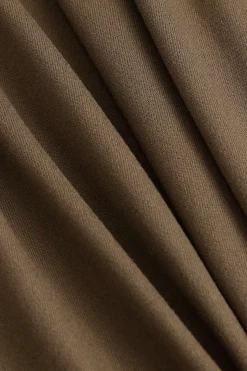 MICAS Long Sleeve Tops|Long Sleeves Tops-Twist Asymmetry V-Neck Long-Sleeve Top MOCHA