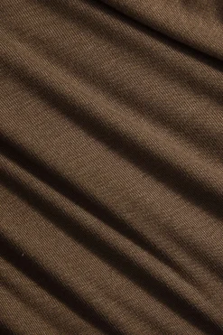 MICAS Long Sleeve Tops|Long Sleeves Tops-V-Neck Ruched Long-Sleeve Top BROWN